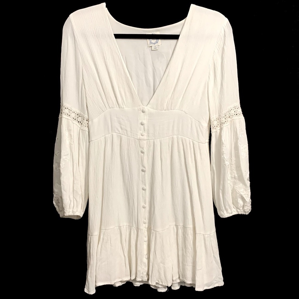 Blue Rain Peasant Style Embroidered Sleeves Tunic